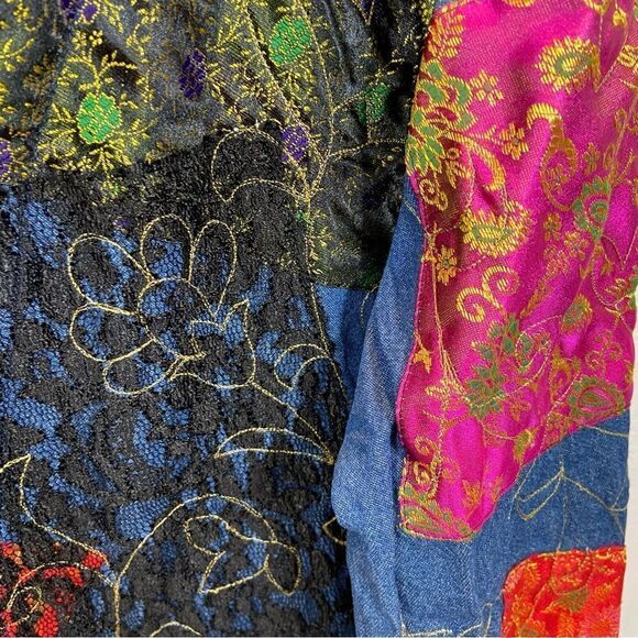 Vintage 80’s S Collection Denim‎ Patchwork Embroidered Jacket Size Medium - Picture 10 of 14